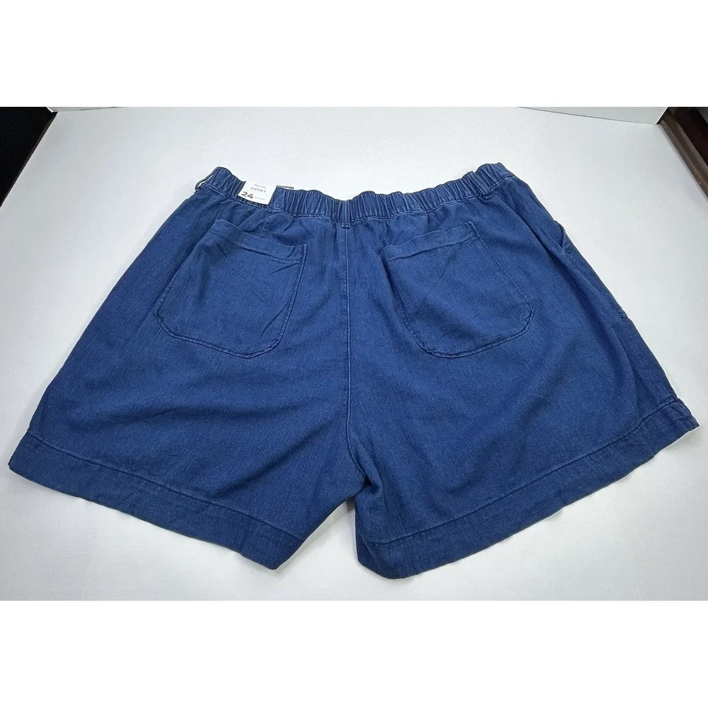 Lane‎ Bryant Pull On Shorts Women's 24 Blue Mid-rise Pockets Lightweight NWT